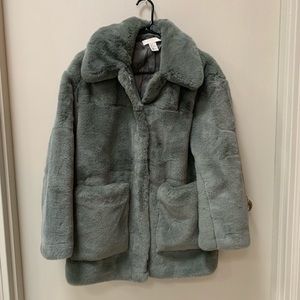 H&M Green Faux Fur Jacket